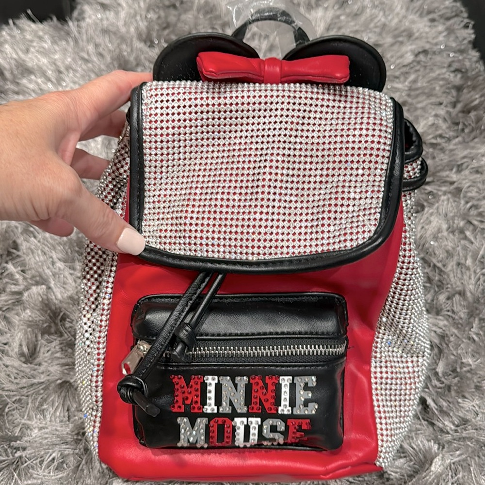 Disney Minnie Mouse bling rhinestone Red/Black Backpack